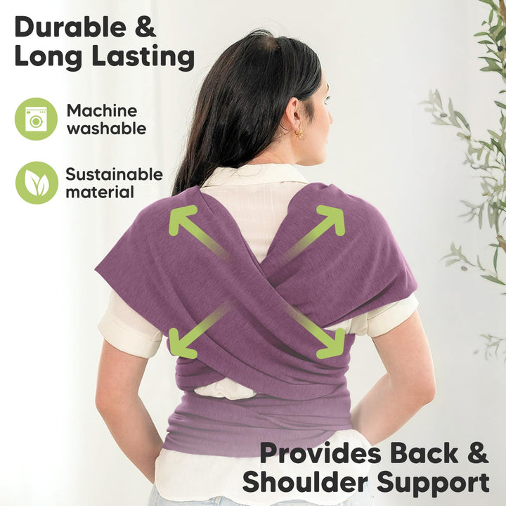 Baby Wrap Carrier - All in 1 Original Breathable Baby Sling, Lightweight,Hands Free Baby Carrier Sling, Baby Carrier Wrap, Baby Carriers for Newborn, Infant, Baby Wraps Carrier (Dark Mauve)