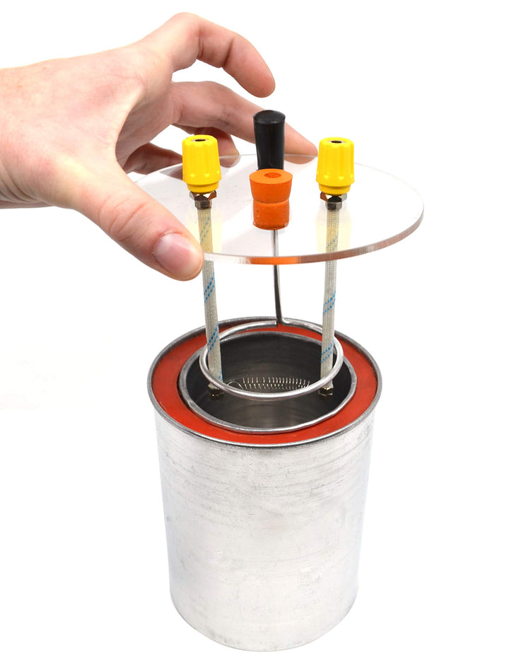 Premium 250mL Double Wall Electric Calorimeter with Transparent Lid, Stirrer, and 5 Watt Heating Coil - Eisco Labs