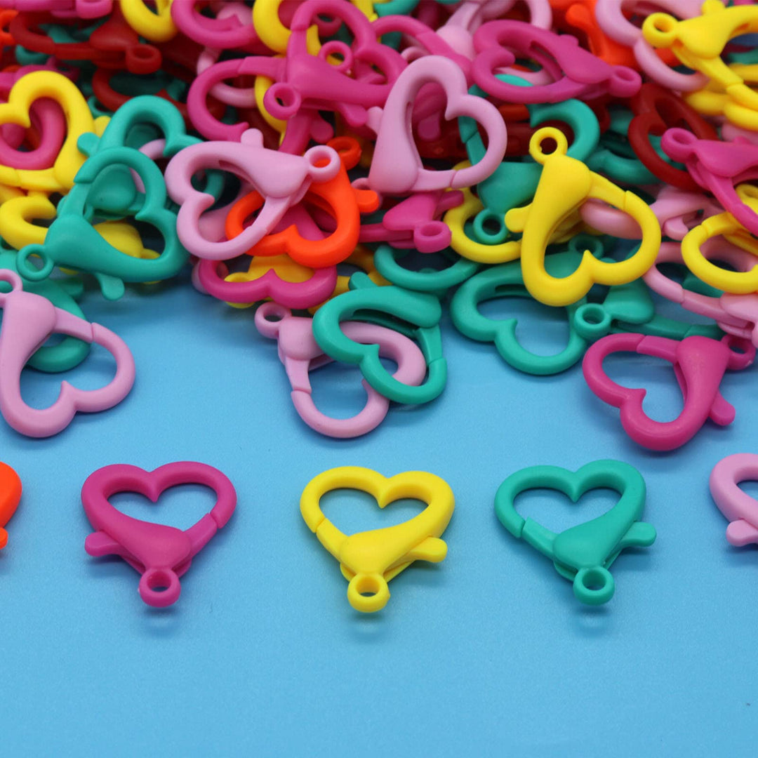 Plastic Lobster Clasps Hook Clips Lanyard Snap Hooks for DIY Backpack Key Rings Chains (25mm Heart Shape Lobster Clasp)