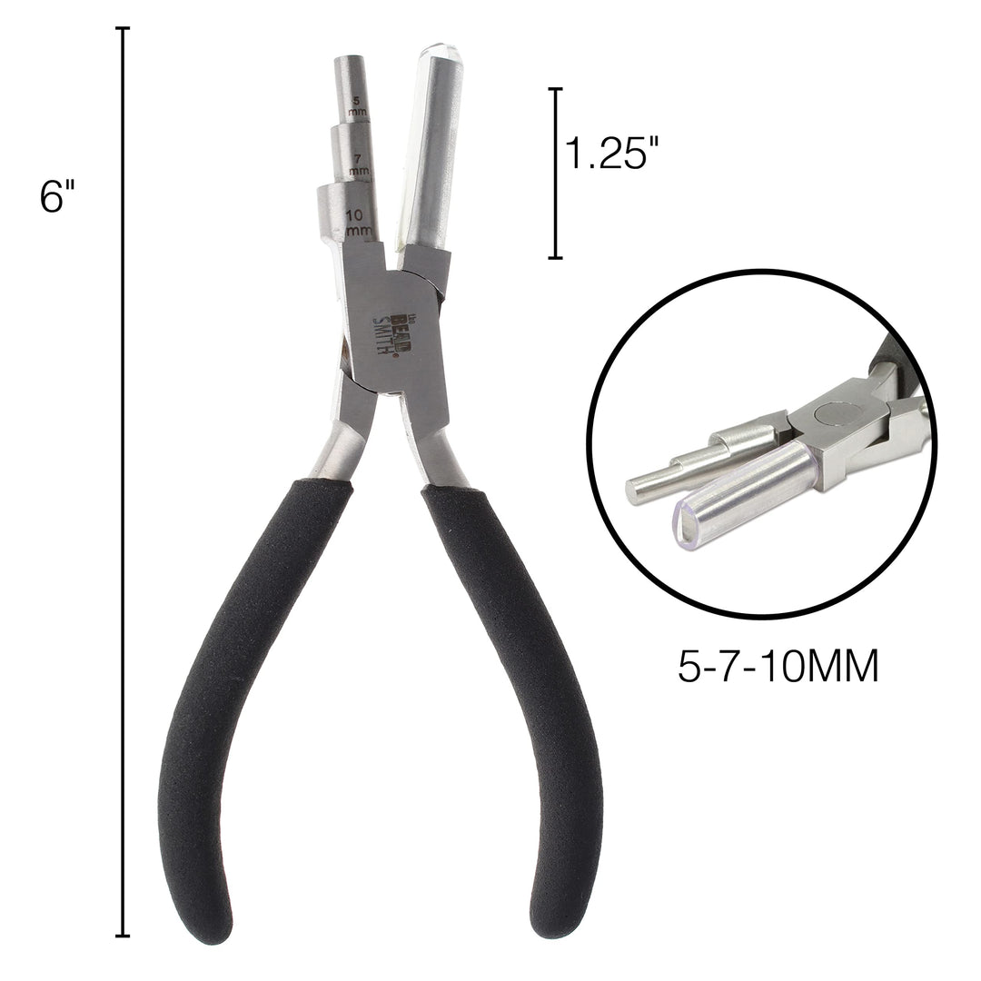 Little Wrapper Pliers – Multi-Step Wrapping Tool – 5, 7 & 10mm barrels - 6 Inches Long, 1.25” Stainless Steel Jaws, Cushioned Grips – Use to Shape Rings and Make Consistent Sized Loops …