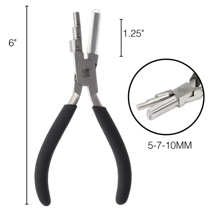 Little Wrapper Pliers – Multi-Step Wrapping Tool – 5, 7 & 10mm barrels - 6 Inches Long, 1.25” Stainless Steel Jaws, Cushioned Grips – Use to Shape Rings and Make Consistent Sized Loops …