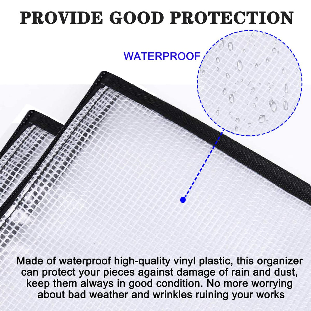 3 Pieces Art Portfolio Bag Poster Storage Bag, with Zipper and Handle Posters Organizer Transparent White Bag for Large Posters, Poster Board, Painting, Bulletin Boards 19 x 25 inch