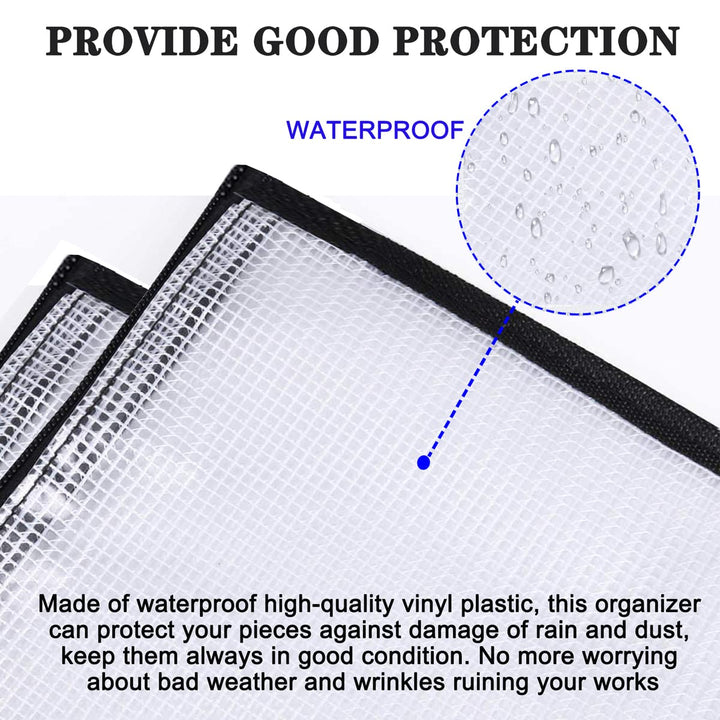 3 Pieces Art Portfolio Bag Poster Storage Bag, with Zipper and Handle Posters Organizer Transparent White Bag for Large Posters, Poster Board, Painting, Bulletin Boards 19 x 25 inch