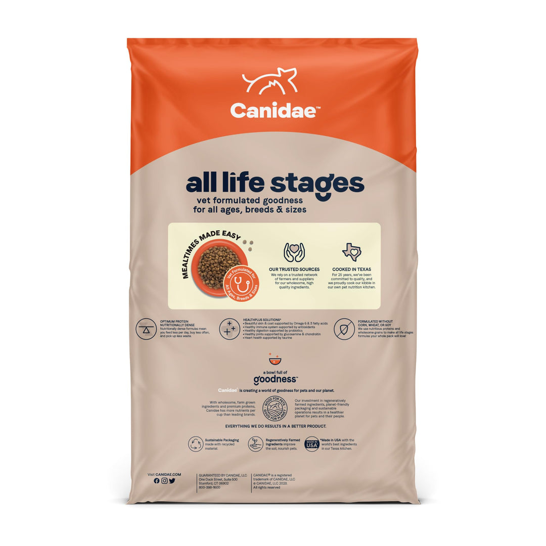 Canidae All Life Stages Premium Dry Dog Food for All Breeds, Multi-Protein Recipe with Chicken, Turkey & Lamb Meals Recipe, 40 lbs, For All Ages & Multi-Dog Homes