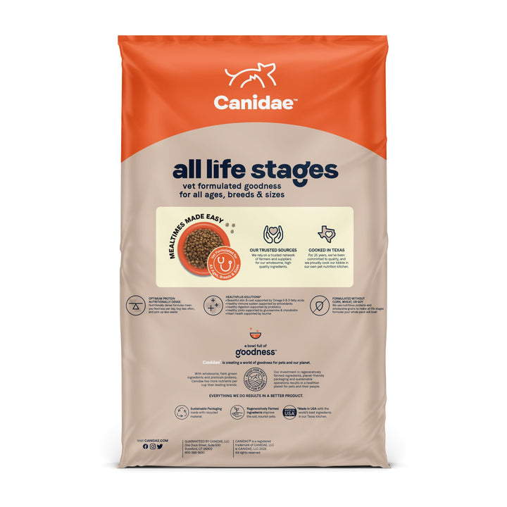 Canidae All Life Stages Premium Dry Dog Food for All Breeds, Multi-Protein Recipe with Chicken, Turkey & Lamb Meals Recipe, 40 lbs, For All Ages & Multi-Dog Homes