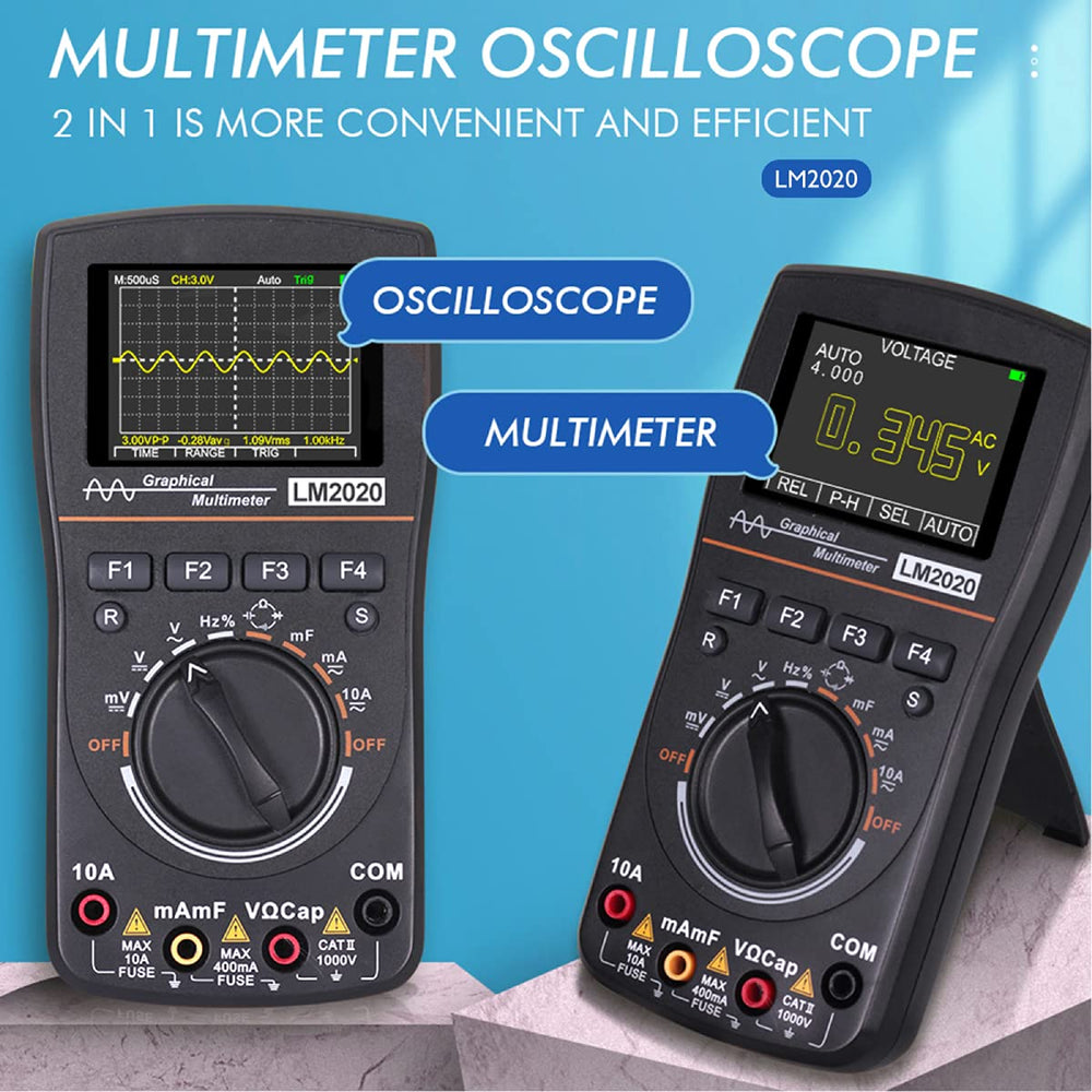 2 in 1 Handheld Oscilloscope Multimeter Professional Oscilloscope Multimeter with 2.5 Msps High Sampling Automatic Waveform Capture Function DC AC Voltagem Current Test