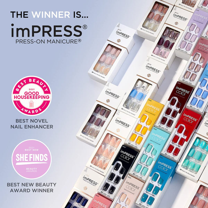 KISS Press-On Manicure, Nail Kit, PureFit Technology, Short Press-On Nails, Square, Dorothy, Includes Prep Pad, Mini File, Cuticle Stick, and 30 Fake Nails