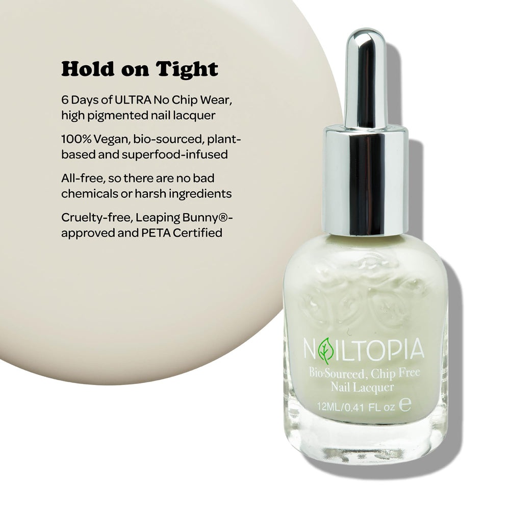 - Plant-Based Chip Free Nail Lacquer - Non Toxic, Bio-Sourced, Long-Lasting, Strengthening Polish - Hold On Tight (Nude With Beige Undertones) - 0.41oz