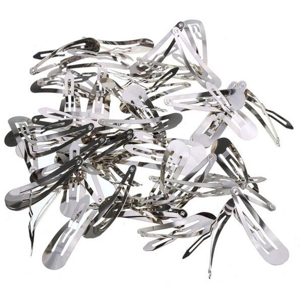 Metal Silver 50 Pcs Mini Small 30Mm Snap Hair Clips Hair Pins Hair Barrettes Hair Accessories