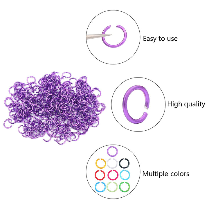 2250pcs Aluminum Jump Rings for Jewelry Making Chainmail Rings 6 mm 24 Gauge Soft Open Jump Rings Boxed Jumprings for DIY Necklaces Earring Bracelet Key Rings Crafts, 10 Colored Jump Rings