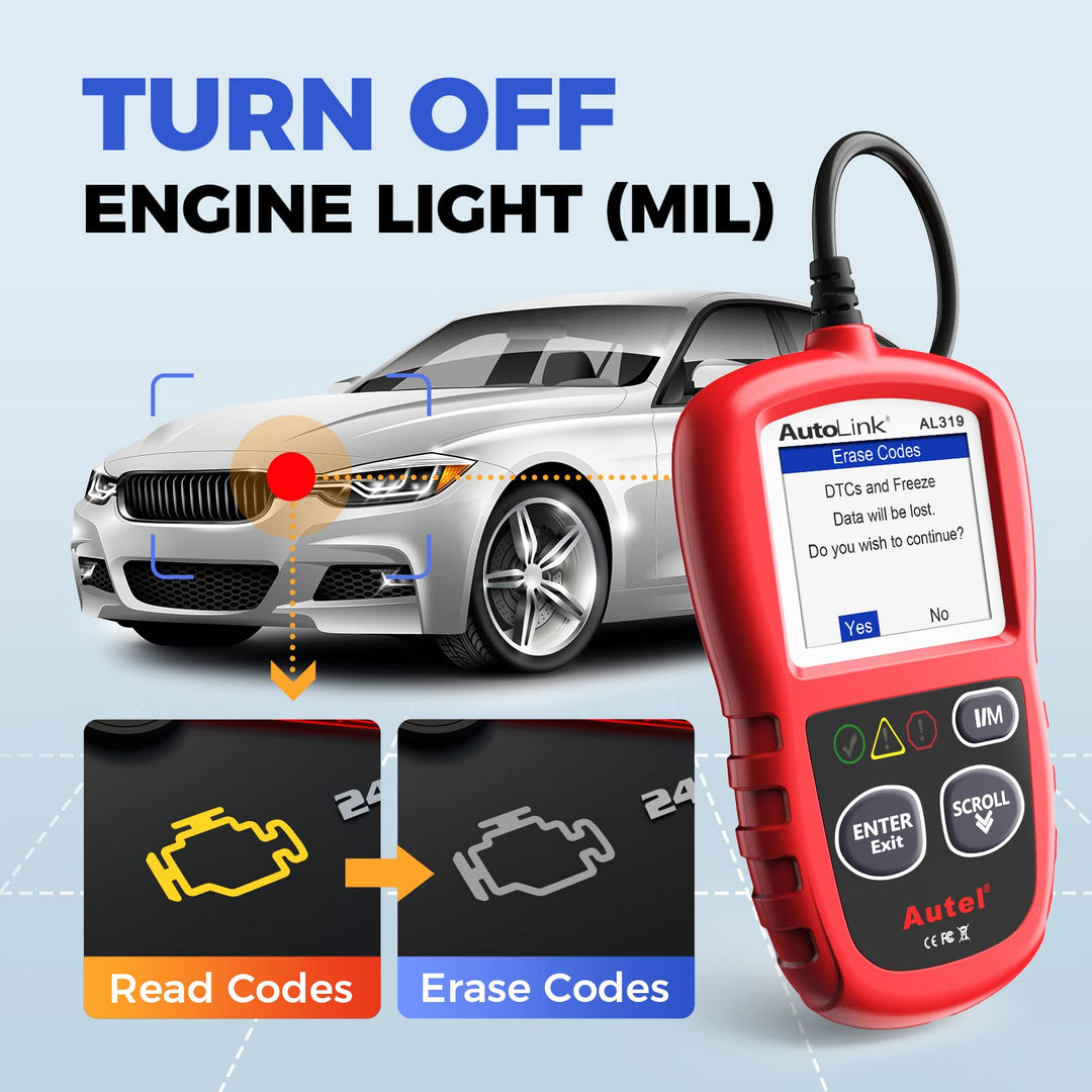 Professional OBD2 Scanner AL319 Code Reader, Enhanced Check and Reset Engine Fault Code, Live Data, Freeze Frame, CAN Car Diagnostic Scan Tools for All OBDII Vehicles After 1996, 2024 Upgraded