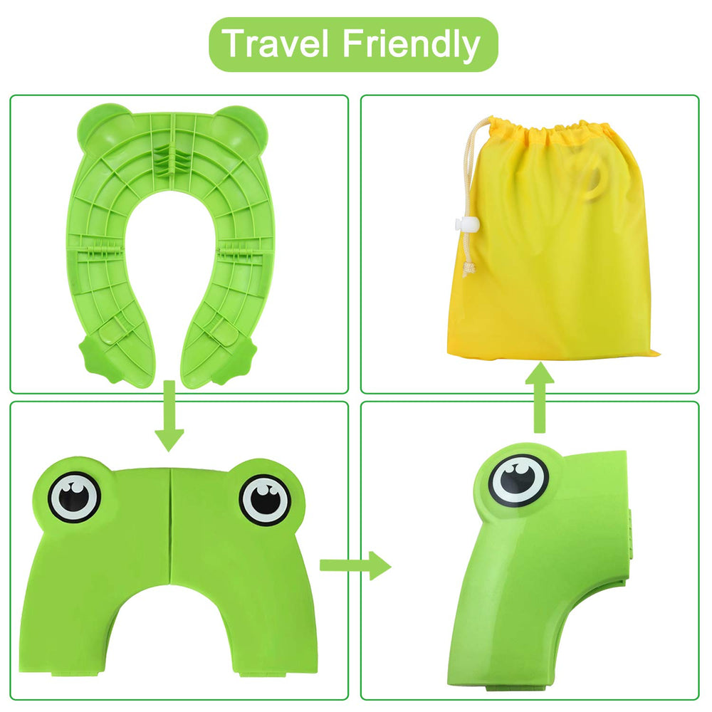 Toilet Seat Cover | Folding Travel Toilet Seat for Children and Potty Training | Portable Silicone Toilet Seat for Toddlers, Boys & Girls with Non-Slip Silicone Pads | Recyclable Toilet Seat