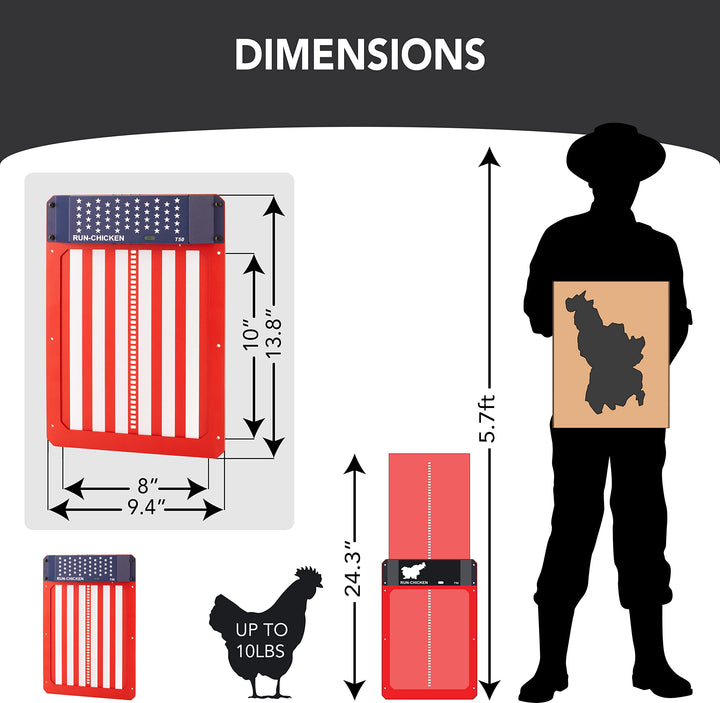 Door (USA Special) Automatic Chicken Coop Door, Chicken Coop Door, Battery Powered, Run Chicken Automatic Door, Aluminum, Automatic Chicken Door Opener Model T50