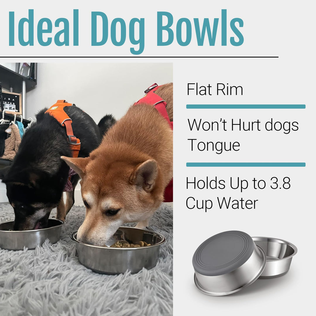 PEGYY11 Nonslip Stainless Steel Dog Bowls, 3.8 US Cup, 2 Count