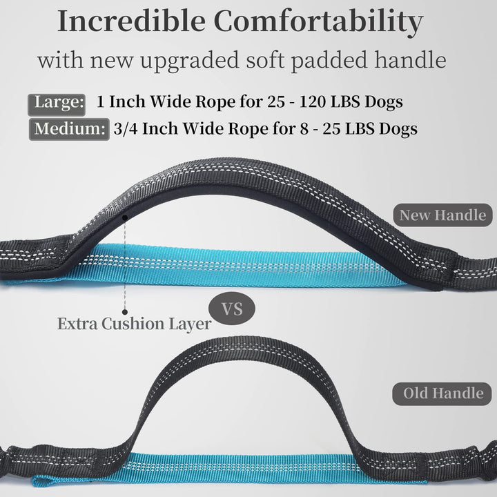 Hands Free Dog Leash with Zipper Pouch, Dual Padded Handles and Durable Bungee for Walking, Jogging and Running Your Dog (Medium, 8-25 lbs, Black)