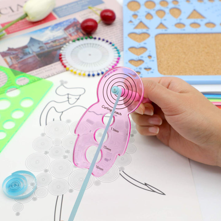 9 Pieces Multifunctional Slotted Quilling Tool and Supplies Kit Ergonomic for Beginner, Advanced Quiller, DIY, Handcraft, Scrapbooking, Card Making, Bookbinding and Origami