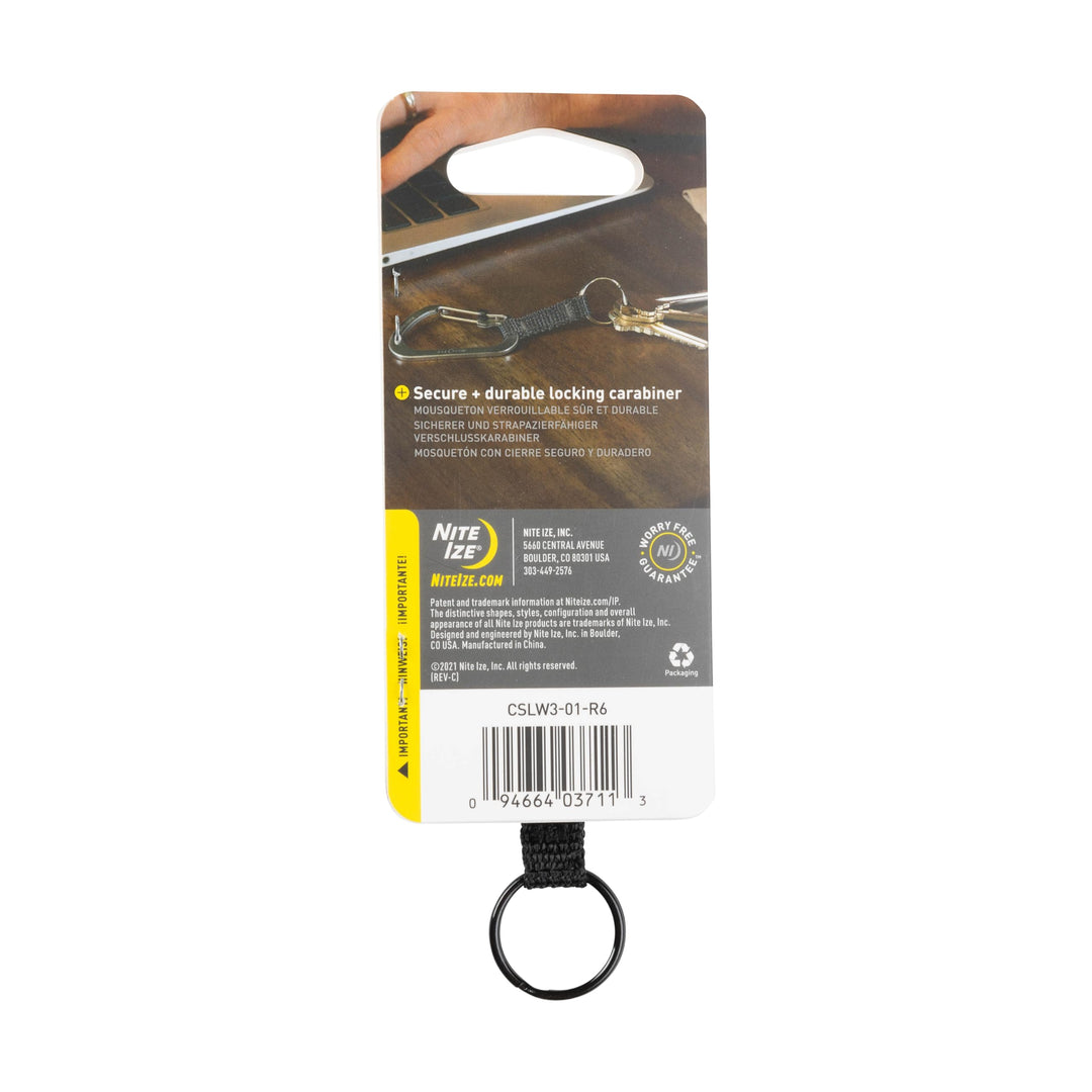 CSLW3-01-R6 SlideLock Ring, Aluminum Locking Carabiner Key, #3-25lb Capacity, Stainless