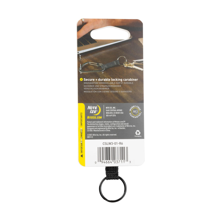 CSLW3-01-R6 SlideLock Ring, Aluminum Locking Carabiner Key, #3-25lb Capacity, Stainless