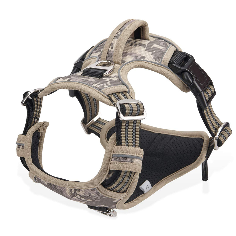 Dog Harness Camo for Large Dogs Medium Sized Dog Harness No Pull with Handle 2 Metal Leash Clips, Adjustable Reflective Puppy Harness, Breathable Camo Oxford Padded Vest Easy Control Front Clip