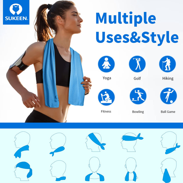 [4 Pack Cooling Towel (40x12),Ice Towel,Soft Breathable Chilly Towel,Microfiber Towel for Yoga,Sport,Running,Gym,Workout,Camping,Fitness,Workout & More Activities