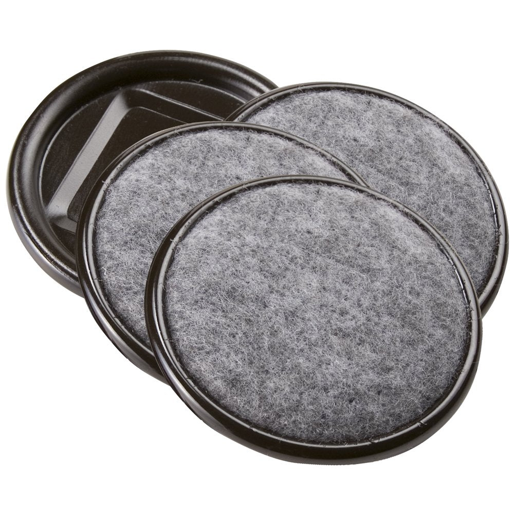 SoftTouch 2 1/2 Round Reusable Carpet Bottom Furniture Caster Cups to Protect Hardwood, Tile or Laminate Floors, Brown (4 Pack)