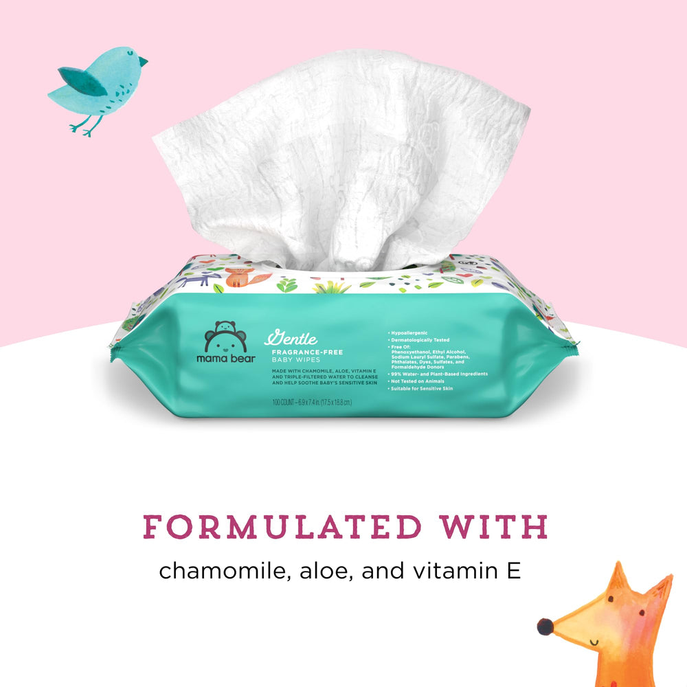 Amazon Brand - Gentle Fragrance-Free Baby Wipes, Hypoallergenic, 800 Count, 100 Count (Pack of 8)