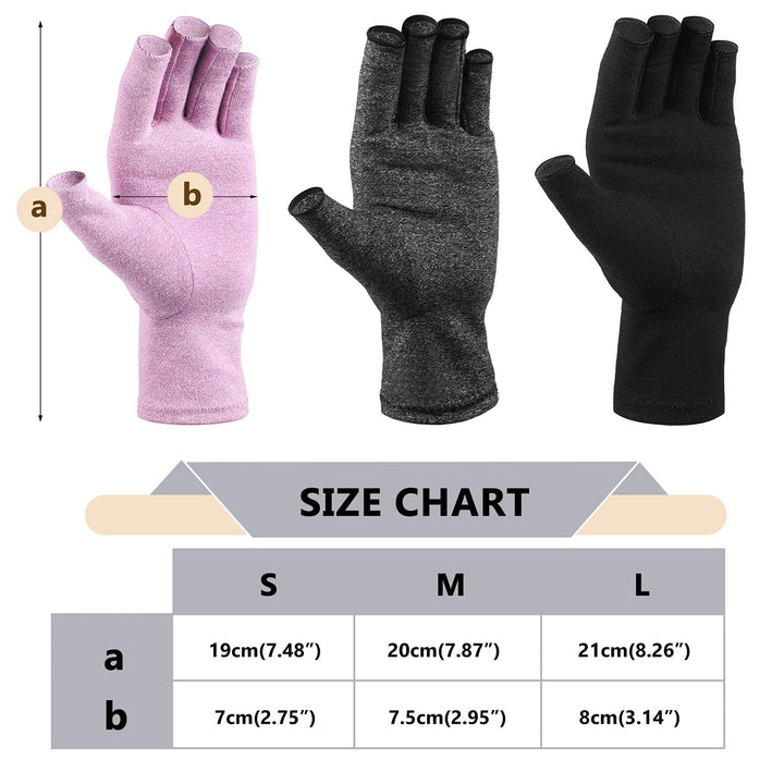 3 Pairs Craft Gloves Hands Compression Gloves Fingerless Pressure Gloves Joint Relief Hand Gloves for Quilting Support Sewing Knitting Typing Household Duties (M, Black, Gray, Purple)