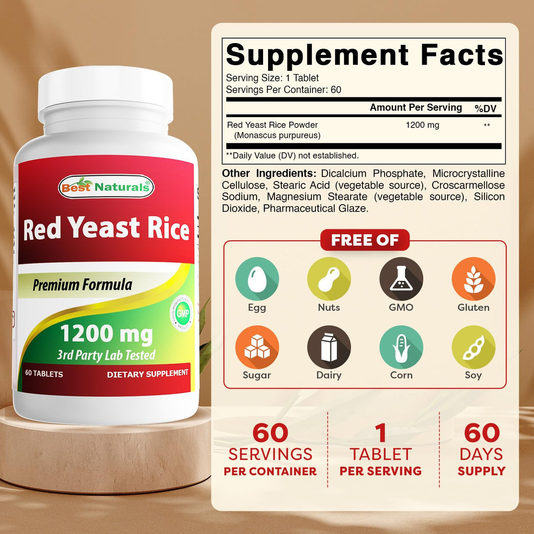 Red Yeast Rice 1200 Mg 60 Tablets (Citrinin Free)
