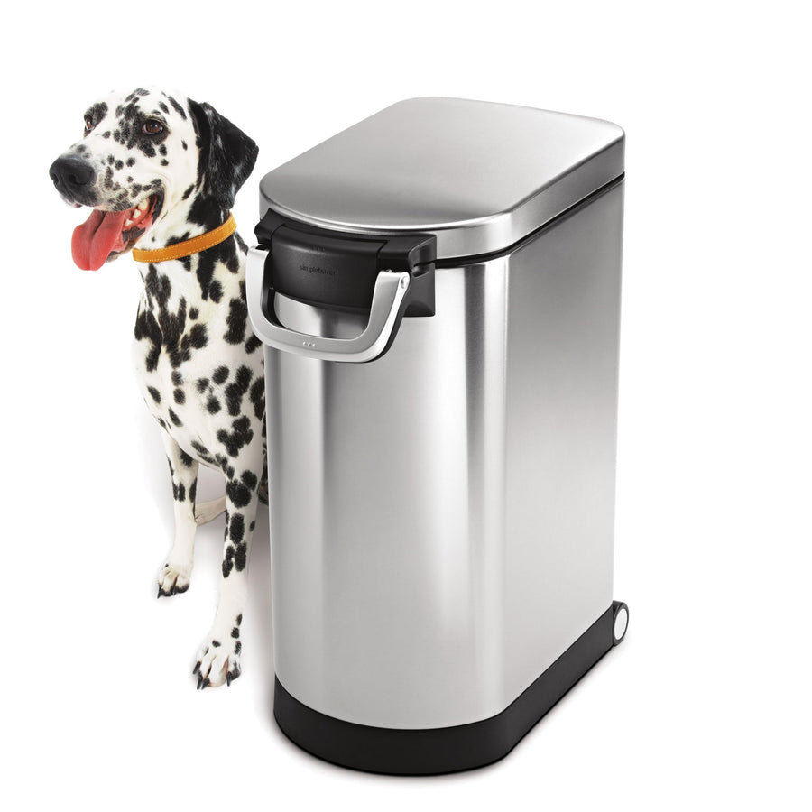 30 Liter, 32 lb / 14.5 kg Large Pet Food Storage Container for Dog Food, Cat Food, and Bird Feed, Brushed Stainless Steel