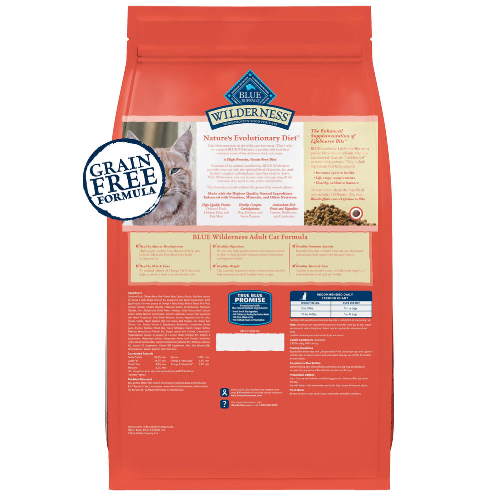 Wilderness High-Protein, Grain-Free Natural Dry Food for Adult Cats, Weight and Hairball Control, Chicken, 5-lb Bag
