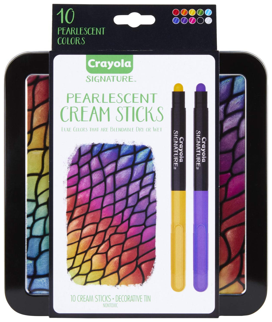 Pearlescent Cream Sticks & Case, Oil Pastel Alternative, Gift Set, 10 Count