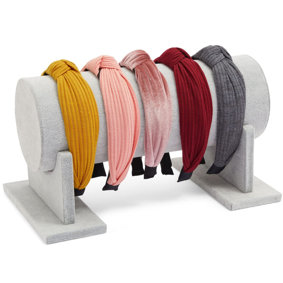 Velvet Headband Holder and Organizer Stand for Girls and Women - Storage Rack and Display for Hair Accessories (Gray)
