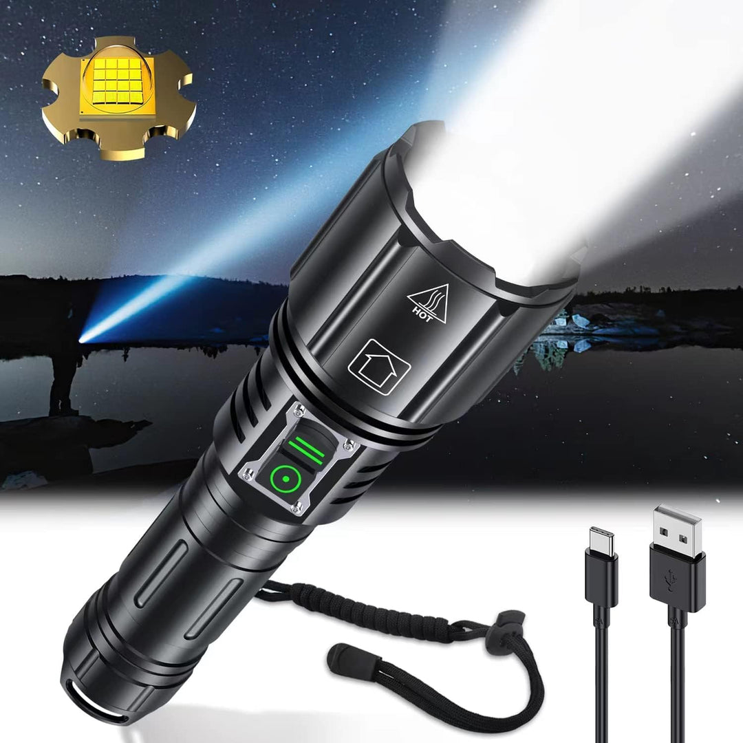 Super Bright Rechargeable Flashlight 1200000 High Lumens,Led Powerful Flashlights with 6 Modes,High Powered Flashlight with IP67 Waterproof,Tactical Emergency Flashlight (18.5, Watt Hours) (Modern)
