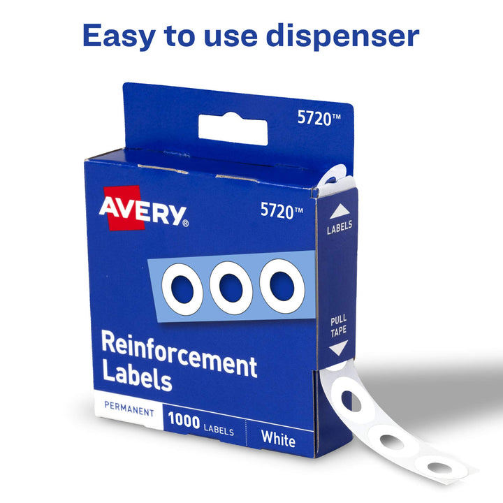 Avery Hole Reinforcements, White, 1000/Pack, PK - AVE05720