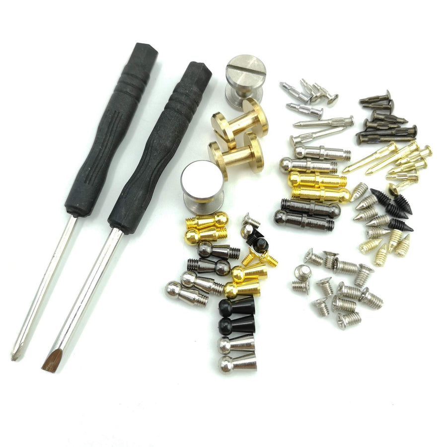 Belt Buckle Repair Screws & Hooks Assorted 66pcs Kit (Multicolor, Brass, Stainless Steel)