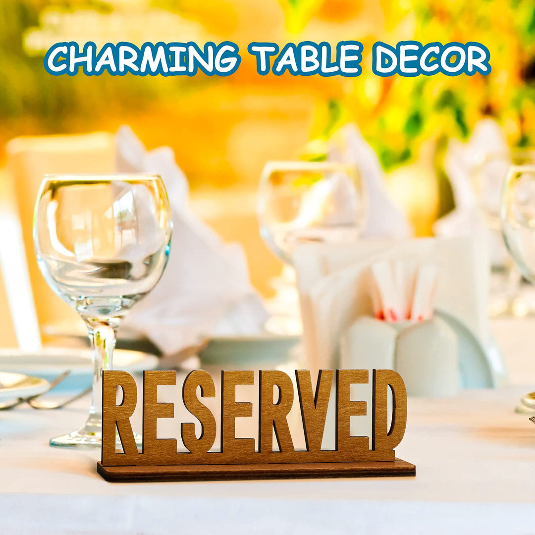6 Pieces Wooden Reserved Table Sign Reserved Sign for Wedding Rustic Table Decor Laser Cut Reserved Signs for Tables Restaurant Special Events