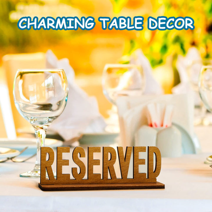 6 Pieces Wooden Reserved Table Sign Reserved Sign for Wedding Rustic Table Decor Laser Cut Reserved Signs for Tables Restaurant Special Events