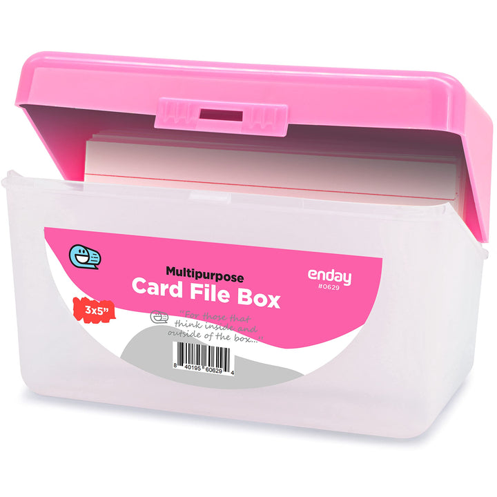 Index Card Holder Pink, 3x5 Note Flash Card Organizer Case, Index Card File w/flip top, Notecard Recipe, Holder, Holds 250 Cards, Also Available in Purple, Red, Green, Blue, Grey (1 PC)
