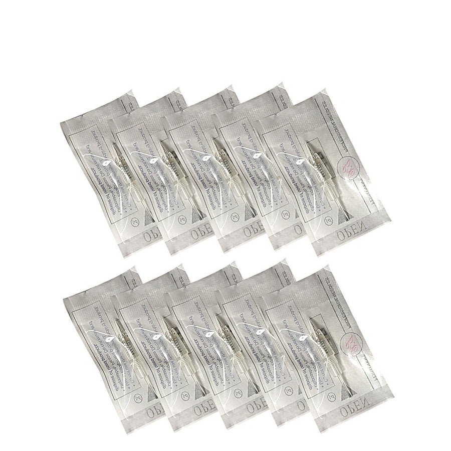 Row 5F Tattoo Needles and Caps for Permanent Makeup Set Eyebrow Tattoo Tips Microblading Pen (Pack of 10)