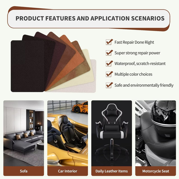 Leather Repair Patch,Self-Adhesive Couch Patch,Available Anti Scratch Leather 5”X7.9”(12.7cm x 20cm) Peel and Stick for Sofas, Car Seats Hand Bags Jackets(Brown)
