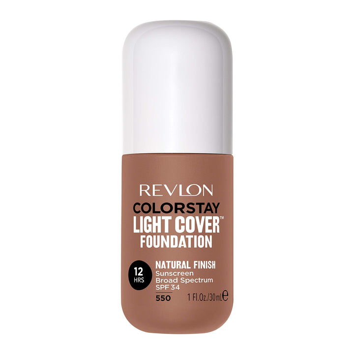 Revlon ColorStay Light Cover Liquid Foundation, Hydrating Longwear Weightless Makeup with SPF 35, Light-Medium Coverage for Blemish, Dark Spots & Uneven Skin Texture, 550 Mocha, 1 fl. oz.