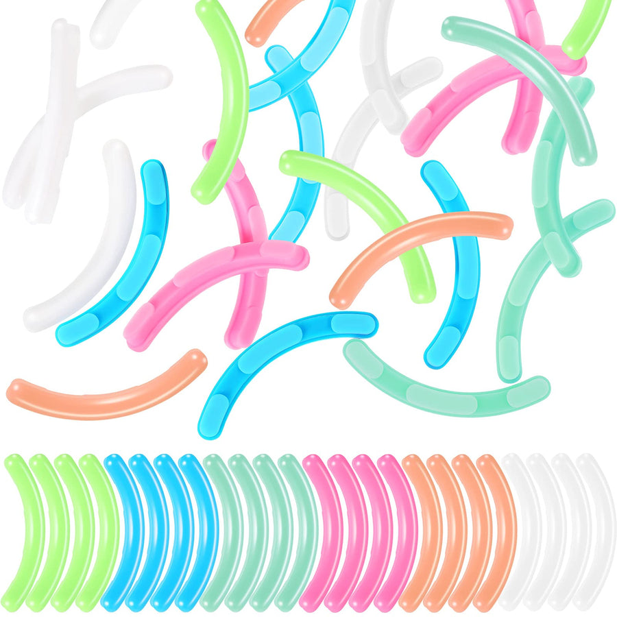Curler Refill Eyelash Curler Refill Pad Silicone Rubber Curler Replacement Refill Pad for Universal Eyelash Curler with Clear Storage Box (Pink, Orange, Light Blue, Green 2, Green, White)