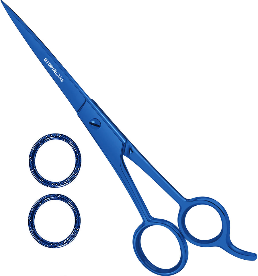 Hair Cutting and Hairdressing Scissors 6.5 Inch, Premium Stainless Steel shears with smooth Razor & Sharp Edge Blades, for Salons, Men & Women, Kids, Adults, & Pets - Blue