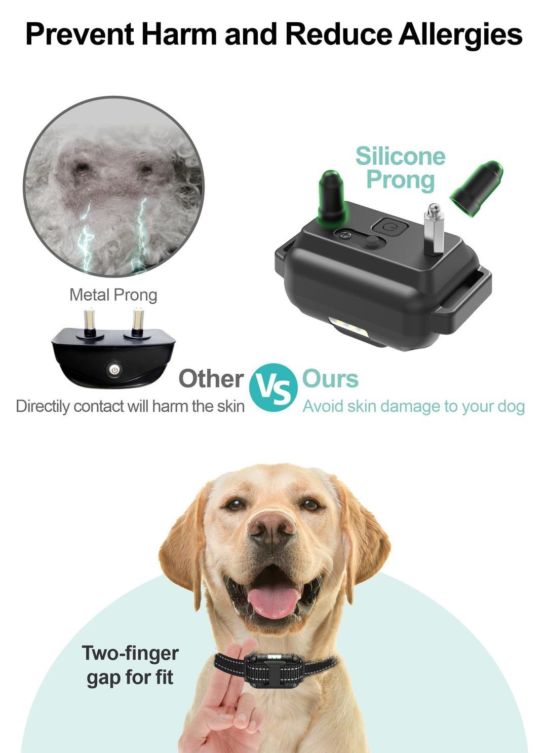 Dog Shock Collar 3 Pack - Dog Training Collar with Remote IP65 Waterproof E Collar for Dogs Training with Shock Vibrate Beep and Light Modes for Small Medium Large Dogs