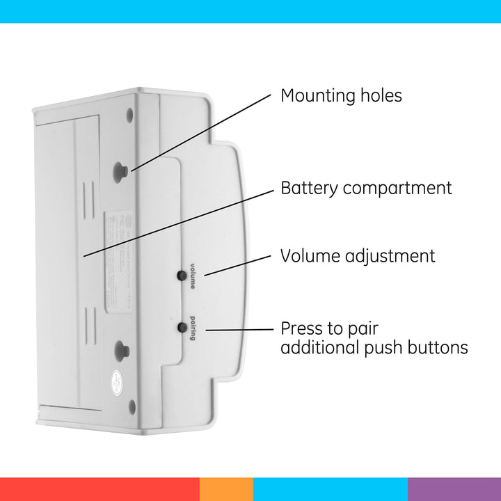 GE Wireless Doorbell Kit, 2 Push Buttons Door Bells for Homes, 8 Melodies Door Chime with 4 Volume Levels, Battery Doorbell Chime, Room Doorbell with 150 Ft Range, White, 19297