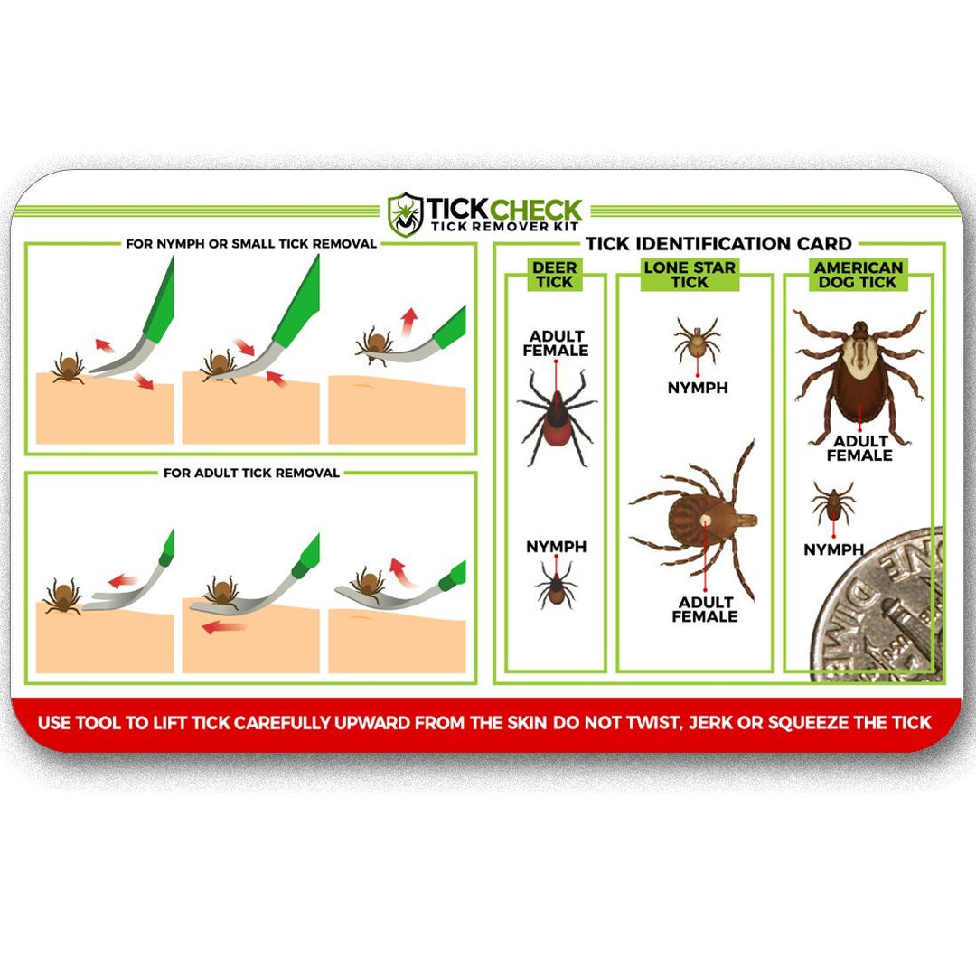 Premium Tick Remover Kit - Stainless Steel Tick Remover + Tweezers, Leather Case, and Free Pocket Tick Identification Card (1)