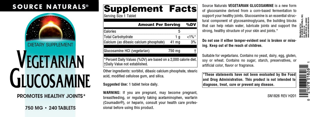 Vegetarian Glucosamine, Promotes Healthy Joints* 750 mg Tablet - 240 Count