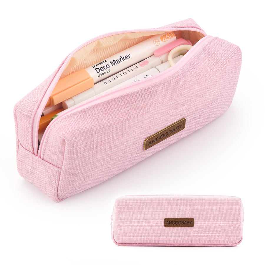 Small Pencil Case Student Pencil Pouch Coin Pouch Cosmetic Bag Office Stationery Organizer for Teen School-Pink