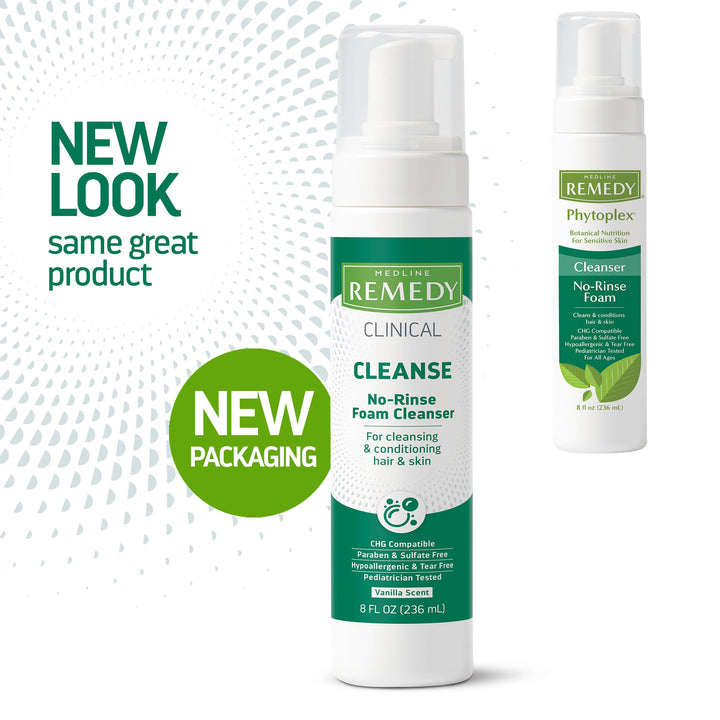 Clinical No-Rinse Foam Cleanser, Vanilla Scent (8 fl oz), No Rinse Shampoo and Body Cleanser for Sensitive Skin, Hydrating, Paraben and Sulfate Free, For Face, Body, and Hair, All Ages