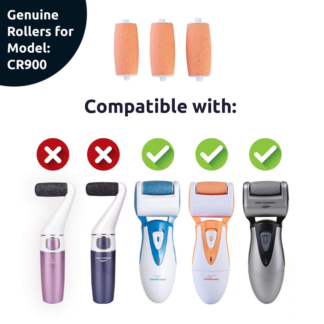 Extra Coarse 3 Refill Rollers Best Fit for Electric Callus Remover CR900 - Foot Care for Healthy Feet - Pedicure File Tools - Replacement 3 Pack Extra Coarse (Peach)